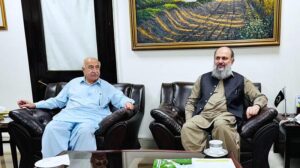 Former Chief Minister Balochistan and President of National Party Abdul Malik Baloch calls on Federal Minister for Commerce Jam Kamal Khan, discussed matters of mutual interest