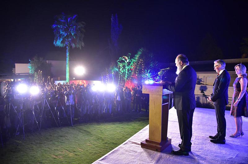 Federal Minister for Commerce Jam Kamal Khan addressing the gathering at the occasion of Australia Day in Spring 2024.