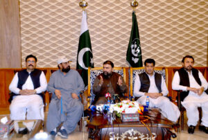 Balochistan Chief Minister Mir Sarfraz Bugti addressing a press conference at CM Secretariat regarding the decision taken of posts in education department and other issues