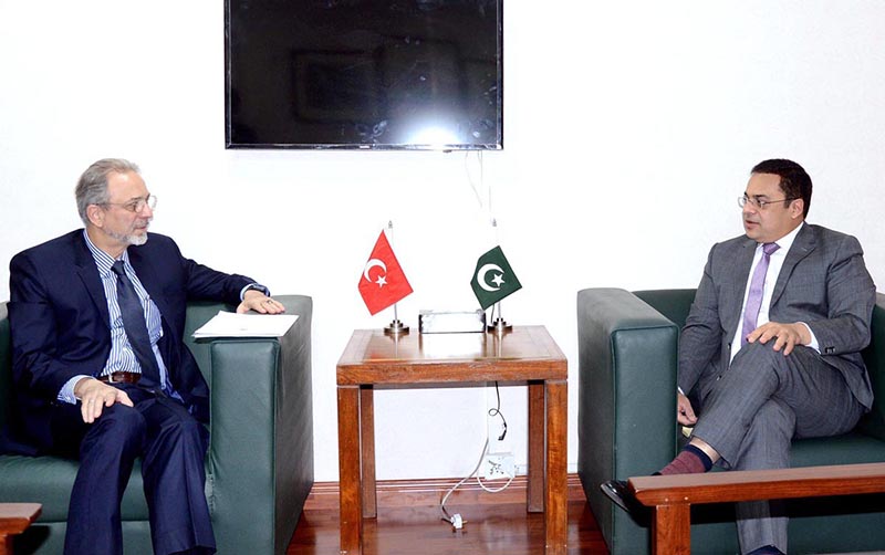 The Ambassador of the Republic of Turkiye, Mr. Mehmet Pacaci, paid a courtesy call on the Federal Minister for Economic Affairs, Mr. Ahad Khan Cheema.