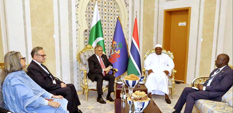 Deputy Prime Minister and Foreign Minister Senator Mohammad Ishaq Dar called on the President of the Republic of the Gambia, Adama Barrow, on the sidelines of the 15th OIC Islamic Summit Conference