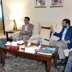 A delegation of Muttahida Qaumi Movement Pakistan (MQM-P) meets with Federal Minister for Interior Mohsin Naqvi
