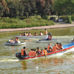 People are enjoy boating at Gulshan e Iqbal Park