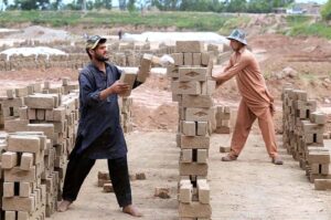 Labourers are busy in their work at brick kiln, as International Labour Day is celebrated on May 1 every year. It’s a day to honor and appreciate the contributions of workers all around the world. This day recognizes the hard work and dedication of people who work in various fields to make our lives better.