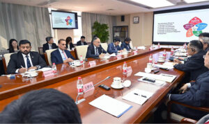 Federal Minister for Planning, Development and Special Initiative Prof. Ahsan Iqbal addressing during NDRC Seminar “Road and Belt”.