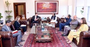 Federal Minister for Religious Affairs and Interfaith Harmony, Chaudhry Salik Hussain in a meeting with the Ambassador of Kazakhstan to Pakistan, H.E. Yerzhan Kistafin.