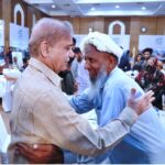 Prime Minister Muhammad Shehbaz Sharif interacting with families of labourers at a luncheon he hosted in their honour on the occasion of Labour Day.