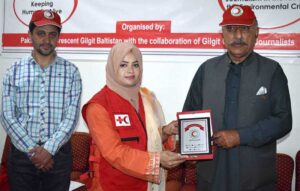 Speaker Gilgit-Baltistan Assembly Nazir Ahmad Advocate addressing during Red Cross/Red Crescent Day celebration.