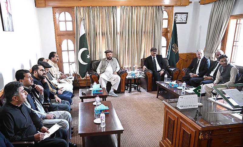 Chief Minister Gilgit-Baltistan Haji Gulbar Khan in a meeting with Chairman Gilgit-Baltistan Service Tribunal Mumtaz Ahmad.
