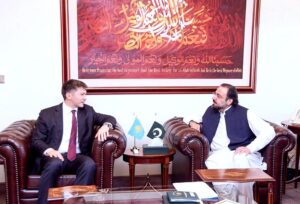 Federal Minister for Religious Affairs and Interfaith Harmony, Chaudhry Salik Hussain in a meeting with the Ambassador of Kazakhstan to Pakistan, H.E. Yerzhan Kistafin.