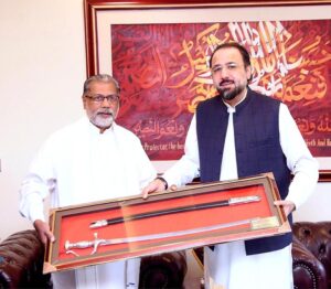 Federal Minister for Religious Affairs and Interfaith Harmony, Chaudhry Salik Hussain in a meeting with the Sri Lankan Minister of Religious and Cultural Affairs, Vidura Wickramanayake.
