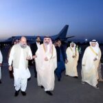 Federal Minister for Commerce, Jam Kamal Khan, welcoming Saudi Investors' delegation led by assistant minister of investment H.E Ibrahim Al Mubarak on arrival at Nurkhan Airbase
