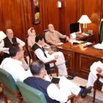 Speaker National Assembly Sardar Ayaz Sadiq presiding the meeting to discuss matters related to present and upcoming Budget Session of National Assembly at Parliament House.