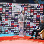 Federal Minister for Planning, Development, and Special Initiatives and Inter Provincial Coordination, Ahsan Iqbal Chaudhary addressing the closing ceremony of 2nd Engro Central Asian Volleyball Championship 2024 after witnessing the final match played between Pakistan and Turkmenistan Volleyball teams at Pakistan Sports Complex. Pakistan won the championship beating Turkmenistan in the final match.