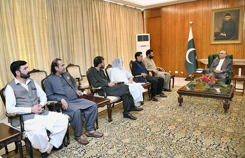 A delegation led by the President of Pakistan People's Party Parliamentarians Gilgit-Baltistan, Amjad Hussain Advocate, calls on President Asif Ali Zardari, at Aiwan-e-Sadr.