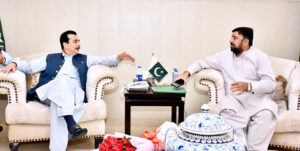 Ex-MPA Ch Abdul Waheed Arain calls on Acting President Syed Yusuf Raza Gilani at Circuit House.