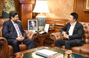 President Longi Solar, James Jin calls on Sindh Governor Kamran Khan Tessori at Governor House.