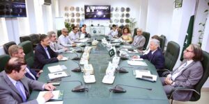 Federal Minister for Industries and Production, Rana Tanveer Hussain presiding over a meeting of the Sugar Advisory Board.