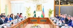 Deputy Prime Minister and Foreign Minister Senator Mohammad Ishaq Dar holds delegation-level talks with the Foreign Minister of Azerbaijan Jeyhun Bayramov at Ministry of Foreign Affairs.