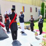 Interior Minister Mohsin Naqvi offering fateha at the Martyrs Monument during his visit to Frontier Corps Balochistan (North) Headquarters