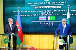 Deputy Prime Minister and Foreign Minister Senator Mohammad Ishaq Dar holds delegation-level talks with the Foreign Minister of Azerbaijan Jeyhun Bayramov at Ministry of Foreign Affairs.