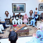 Prime Minister Muhammad Shehbaz Sharif visits the residence of PMLN leader and former MNA Saira Afzal Tarar and offers condolences over the demise of her father Afzal Hussain Tarar in Village Kolo Tarar, Hafizabad