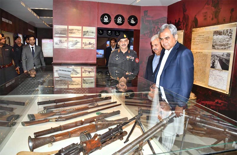 Interior Minister Mohsin Naqvi during his visit to Frontier Corps Balochistan (North) Headquarters.