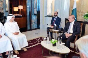 Director General Abu Dhabi Fund for Development Mohammed Saif Al Suwaidi calls on Prime Minister Muhammad Shehbaz Sharif.