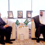 Federal Minister of Religious Affairs and Interfaith Harmony, Chaudhry Salik Hussain meeting with Saudi Minister of Hajj and Umrah, Dr. Tawfiq bin Fawzan Al-Rabiyyah.