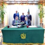 Country Representative of World Bank Najy Benhassine and Secretary Economic Affairs Division Dr. Kazim Niaz sign a joint communiqué on Mutual Cooperation between World Bank and the Government of Pakistan, in the presence of Prime Minister Muhammad Shehbaz Sharif