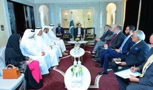 Chairman Abu-Dhabi Chamber of Commerce, Abdullah Muhammad Al Mazrui calls on Prime Minister Muhammad Shehbaz Sharif.