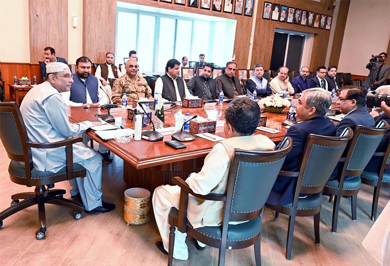 President Asif Ali Zardari being briefed about the law and order situation and the ongoing development projects in Balochistan.