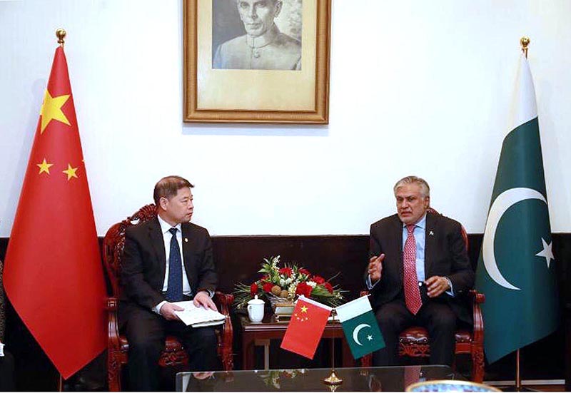 Deputy Prime Minister and Foreign Minister Senator Mohammad Ishaq Dar meets with the Chairman of Gezhouba Group.