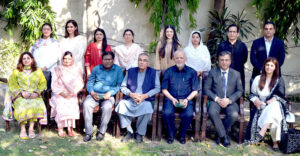 senior journalist and columnist Mujibur Rahman Shami and Salman Ghani addressing during the event organized by Press Information Department on the topic of "Religious Harmony".