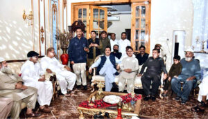 Acting President Syed Yusuf Raza Gilani at a lunch hosted in his honour by MPA Malik Wasif Mazhar Rawn.