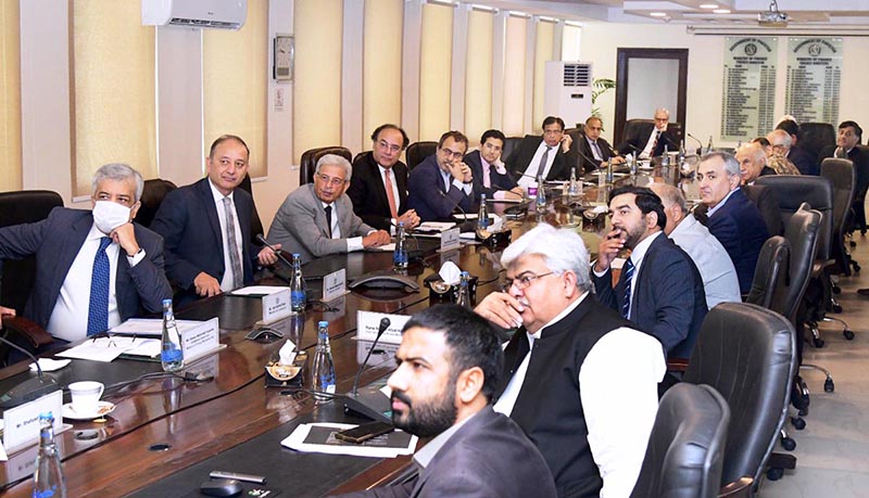 Federal Minister for Finance & Revenue Senator Muhammad Aurangzeb in a meeting to address the issues confronted by industrial sector related to energy.