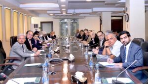 Federal Minister for Finance & Revenue Senator Muhammad Aurangzeb in a meeting to address the issues confronted by industrial sector related to energy.