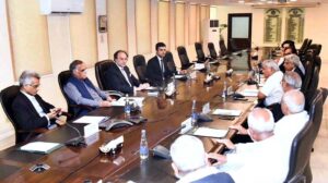 Federal Minister for Finance and Revenue Senator Muhammad Aurangzeb in a meeting with the representatives from Pakistan Association of Large Steel Producers (PALSP), Pakistan Steel Melters Association (PSMA), Pakistan Steel Re-Rolling Mills Association (PSRMA) and Pakistan Steel Pipelines Association (PSPA).