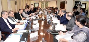 Finance Minister Muhammad Aurangzeb presiding over a meeting of Economic Coordination Committee (ECC).