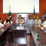 Chairman Senate Syed Yusuf Raza Gillani in a meeting with the different delegations at Circuit House