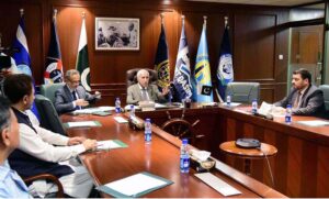 Federal Minister for Maritime Affairs Qaiser Ahmed Sheikh chairs a meeting on Gwadar Development and Trade Facilitation.
