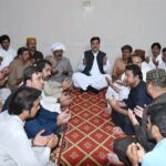 Chairman Senate Syed Yusuf Raza Gilani offering Fateha for the departed soul of MPA Malik Wasif Mazhar Ran's uncle Malik Haji Nazar Mohammad Ran at his residence