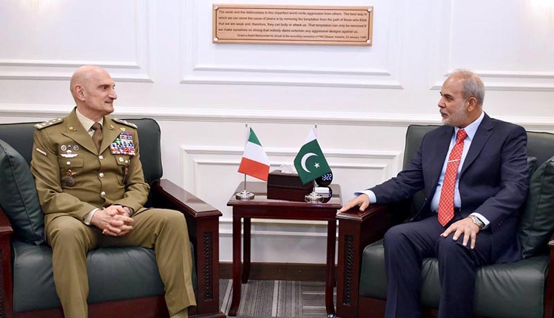 Lt Gen Luciano PORTOLANO, Italian Secretary General of Defence/National Armaments Director calls on Lt Gen (Retd) Muhammad Chiragh Haider, Secretary Ministry of Defence Production.