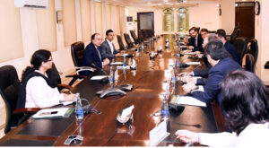 A delegation of representatives from Aerated Beverage Industry led by President of Lotte Akhtar Beverages, Ghazi Akhtar, calls on Federal Minister for Finance and Revenue, Senator Muhammad Aurangzeb at Finance Division. Turkish Ambassador to Pakistan, Dr. Mehmet Pacaci also joined the meeting.