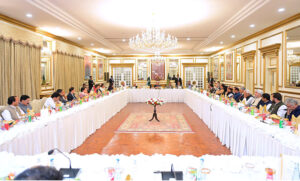 Prime Minister Muhammad Shehbaz Sharif chairs a meeting of PMLN Parliamentarians.