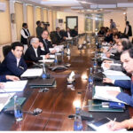 Federal Minister for Finance & Revenue Senator Muhammad Aurangzeb presiding over a meeting of Economic Coordination Committee (ECC).
