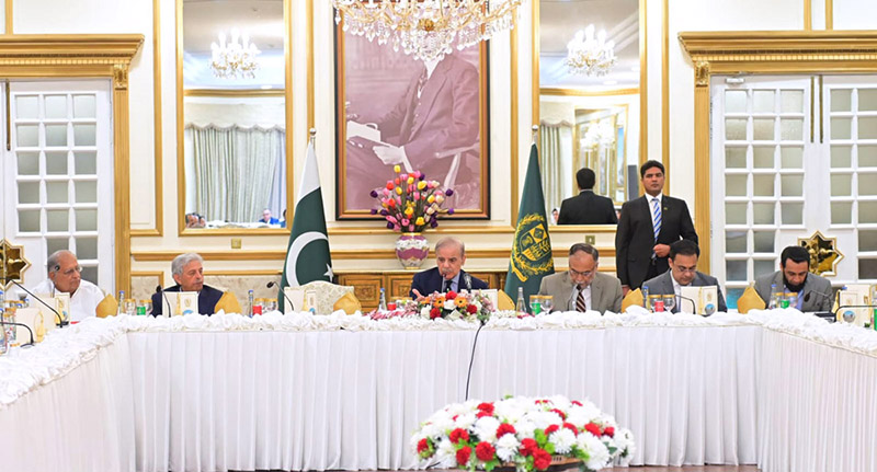 Prime Minister Muhammad Shehbaz Sharif chairs a meeting of PMLN Parliamentarians.