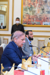 Prime Minister Muhammad Shehbaz Sharif chairs a meeting of PMLN Parliamentarians.
