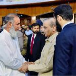 Prime Minister Muhammad Shehbaz Sharif interacting with the families of Martyrs at an event commemorating the unfortunate riots of 9 May 2023