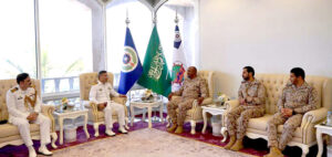 Command Officer PNS BABUR calls on Deputy Western Fleet Commander Rear Admiral Yahya Mohammad Majrashi during PNS BABUR visit to the city port
